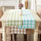 DII Fringed Check Tabletop, Table Runner, 14x72, Stone Brown