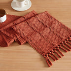 ZeeMart Macrame Style Boho Table Runner, 12x72 Inch Ivory