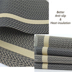 Brown Placemats Set of 4, Rustic Washable PVC Vinyl Woven for Dining Table, Stain Resistant Flat Pack No Curled Edges, Heat Resistant Non Slip, 17 x 12 Inch
