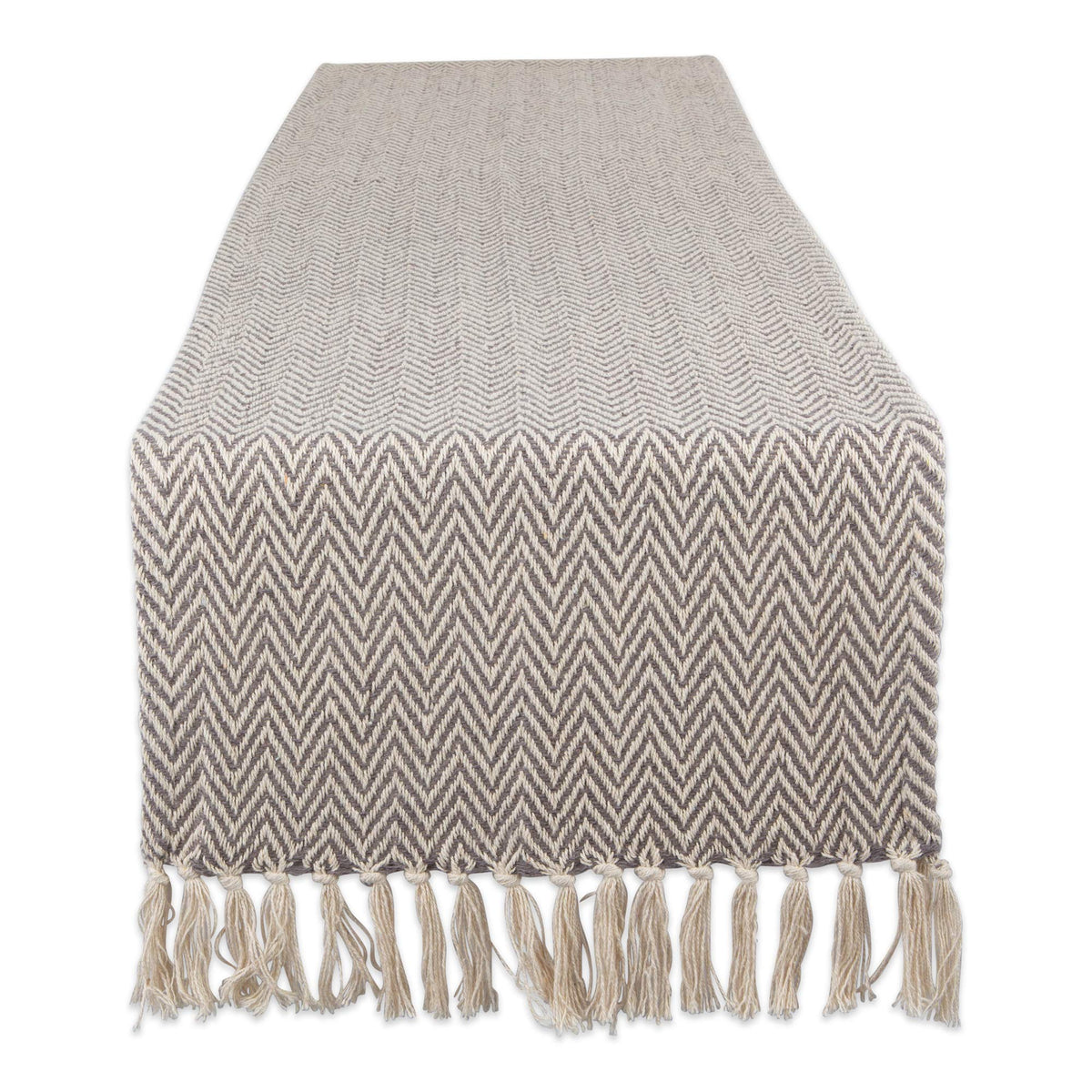 DII Woven Basic Tabletop Collection Chevron Table Runner, 15x72, Off-White