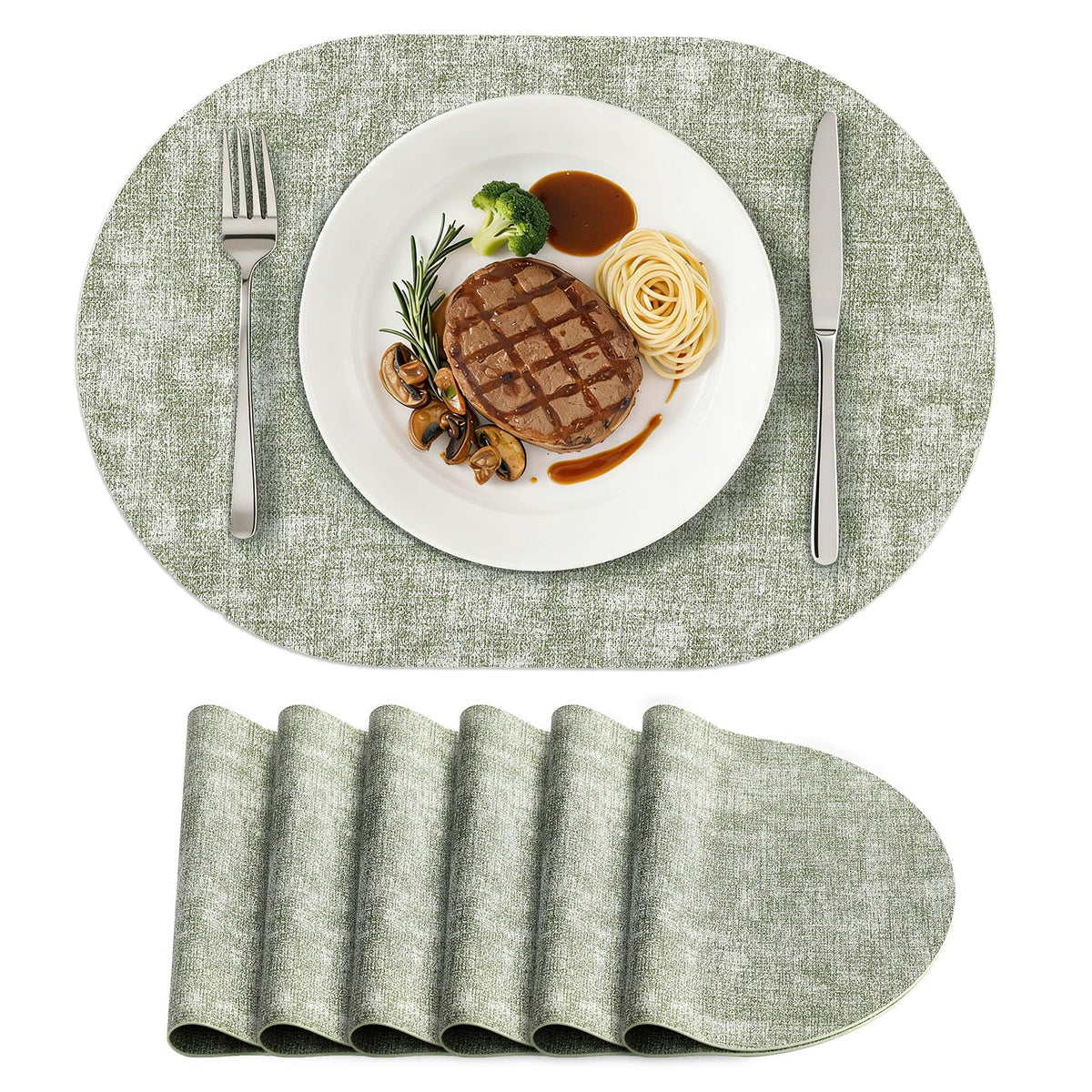 homing Heat Resistant Oval Placemats Set of 6, Navy