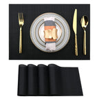 SLKQG Navy Blue Placemats Set of 8 - Easy Clean Washable Vinyl Placemats - Wipeable Heat Resistant Table Mats for Dining Table - 17x12 Inch (Navy Blue, 8)