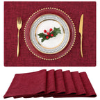 homing Faux Cotton Linen Placemats Set of 6, Cloth Dining Table Mats