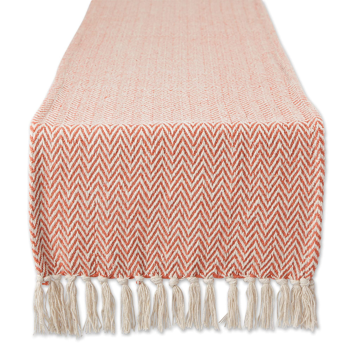 DII Woven Basic Tabletop Collection Chevron Table Runner, 15x72, Off-White