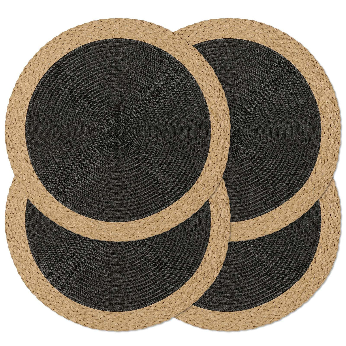 Round Placemats Set of 4, Woven Table Mats, Thin Edge, Green
