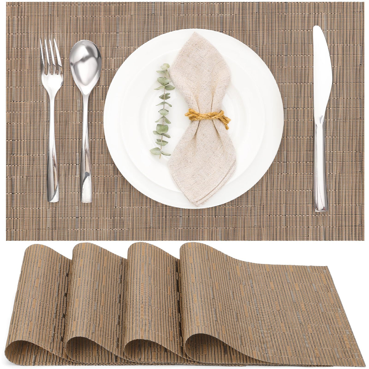 Myir JUN Black Placemats Set of 8 Kitchen and Dining Table Placemats