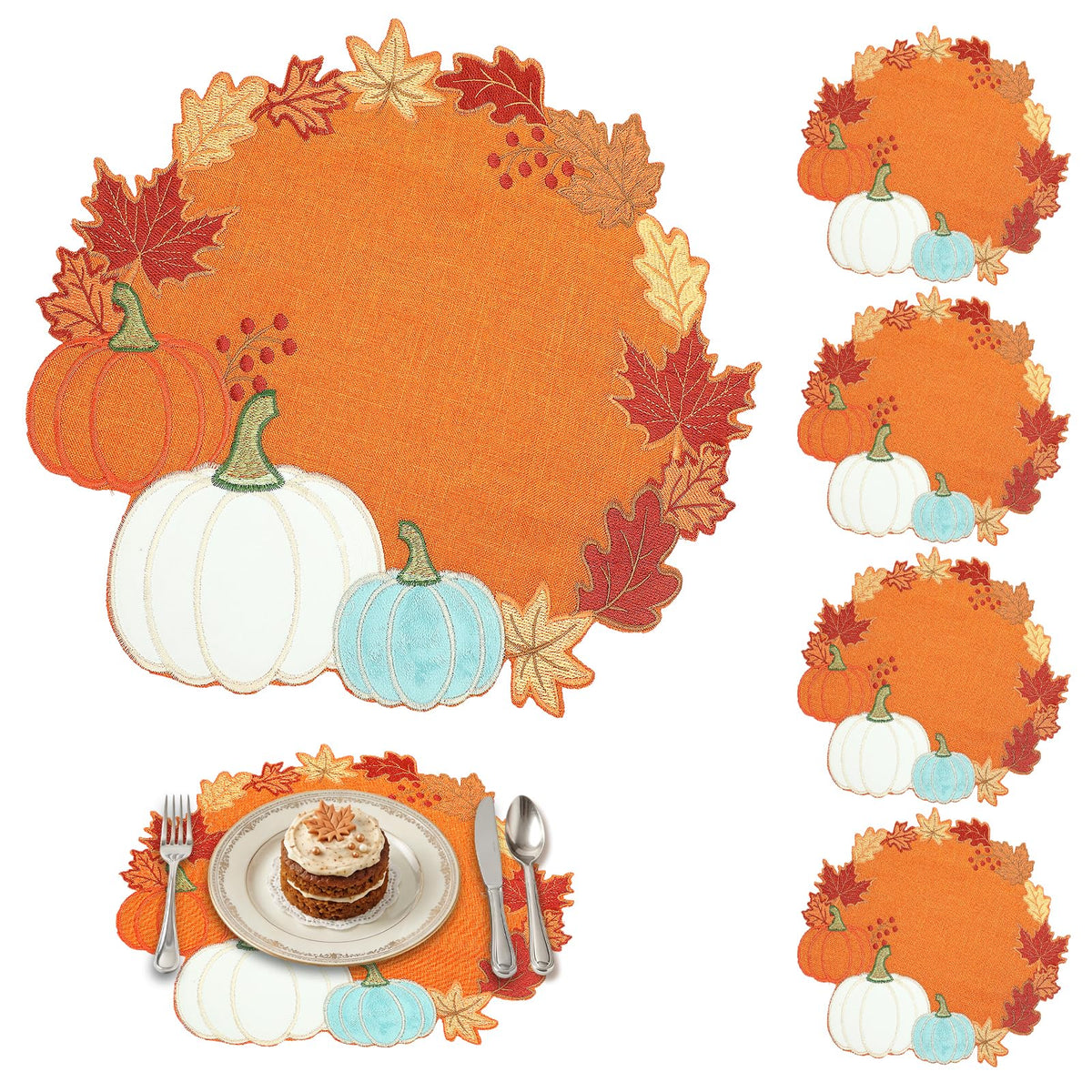 Alphatool Fall Placemats Set of 6 for Thanksgiving Table Decor