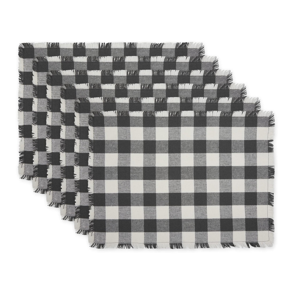 DII Fringed Check Tabletop, Table Runner, 14x72, Stone Brown