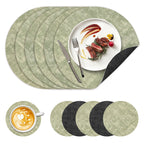 NCUE 13" Faux Leather Round Placemats Set of 6, Reversible Dual-Color