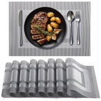 Timeet Placemats Set of 6, Heat Resistant Non-Slip Place Mats, Durable Washable PVC Vinyl Woven Table Mats, Linen Textured Table Placemats for Dining Kitchen Resistant Easy to Clean(Brown)