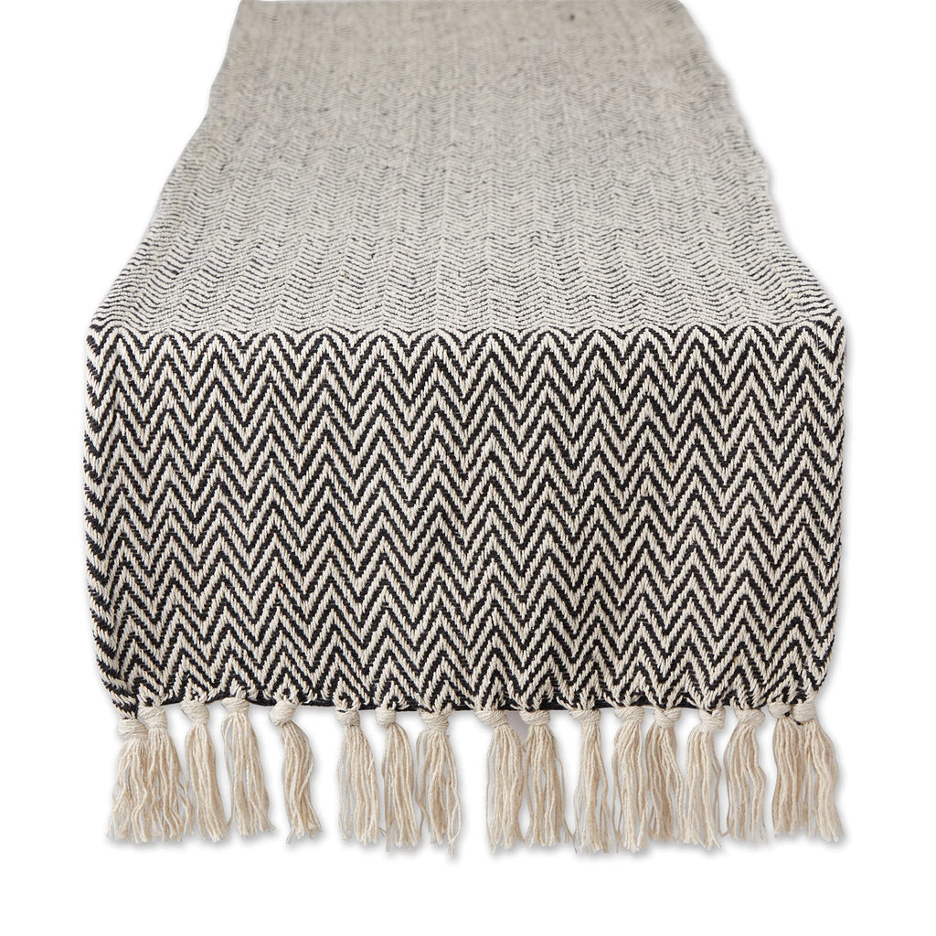 DII Woven Basic Tabletop Collection Chevron Table Runner, 15x72, Off-White