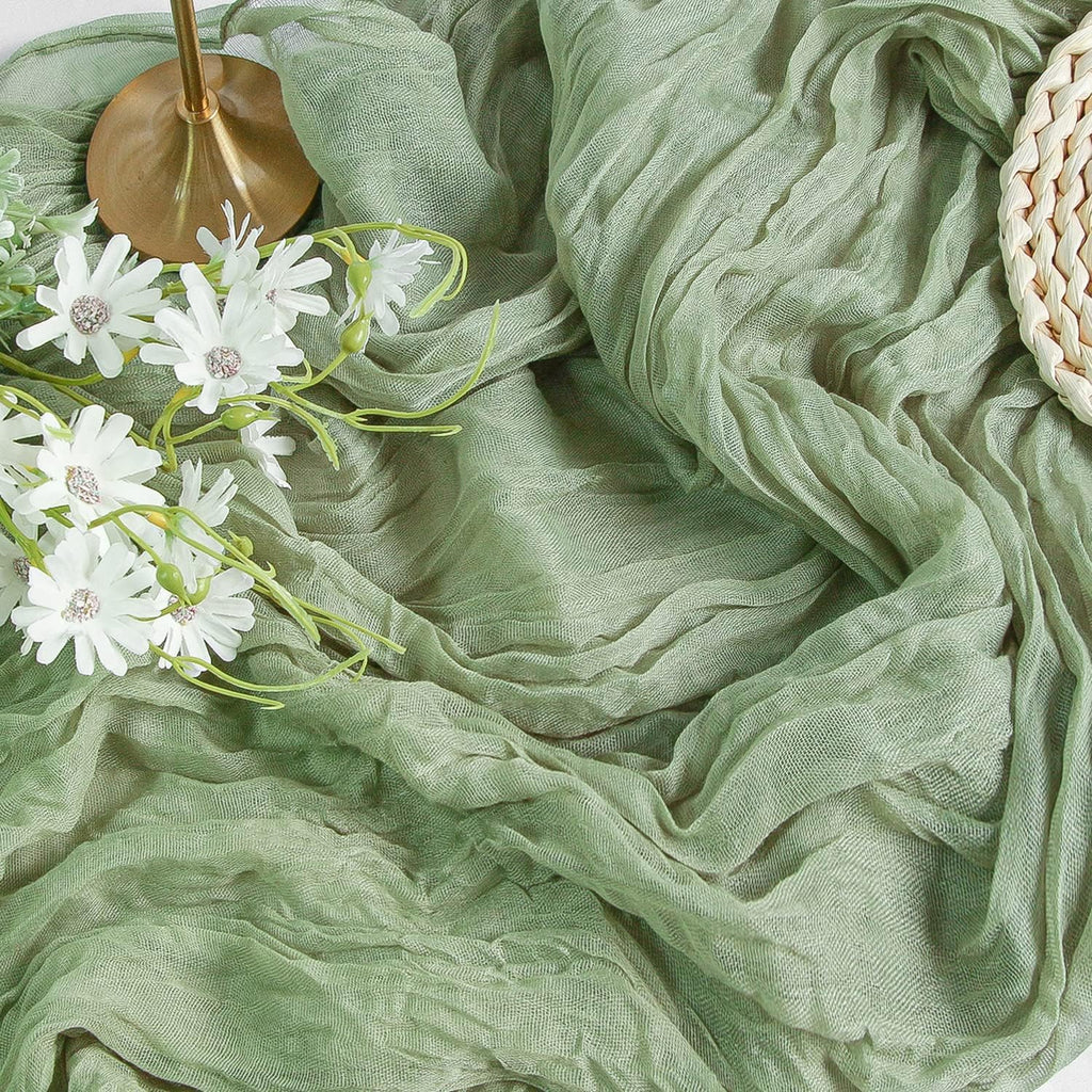 FEXIA Beige Cheesecloth Table Runner Gauze Rustic Boho Party Decoration