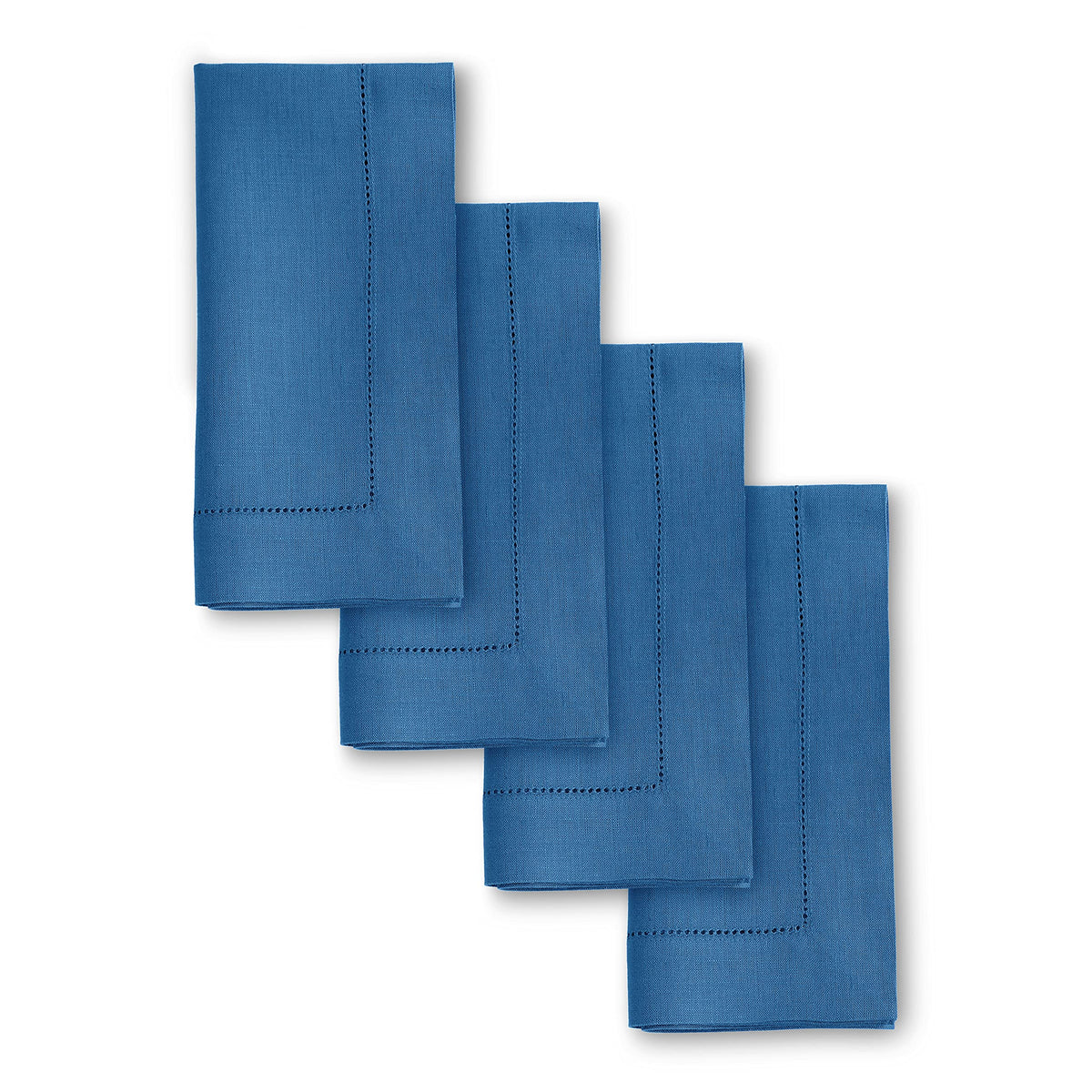Solino Home 100% Pure Linen Placemats Green Hemstitch, 14 x 19 in, Set of 4