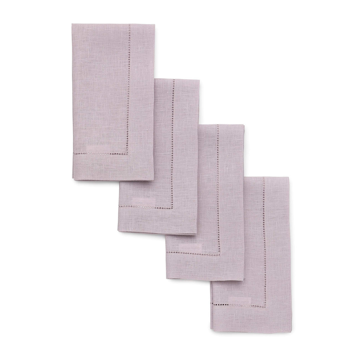 Solino Home 100% Pure Linen Placemats Green Hemstitch, 14 x 19 in, Set of 4