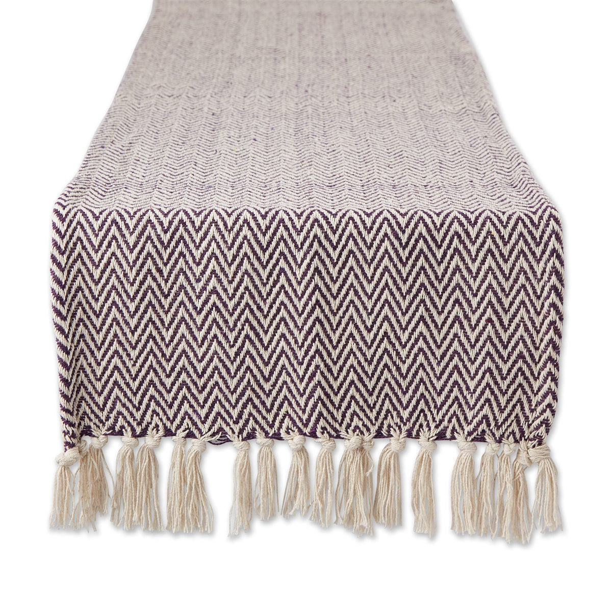 DII Woven Basic Tabletop Collection Chevron Table Runner, 15x72, Off-White