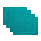 Solino Home 100% Pure Linen Placemats Green Hemstitch, 14 x 19 in, Set of 4