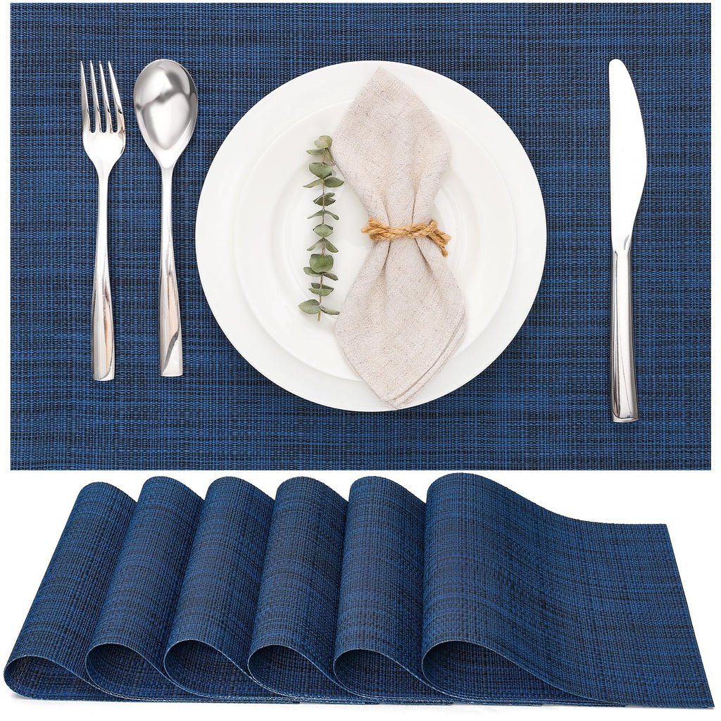 Myir JUN Black Placemats Set of 8 Kitchen and Dining Table Placemats
