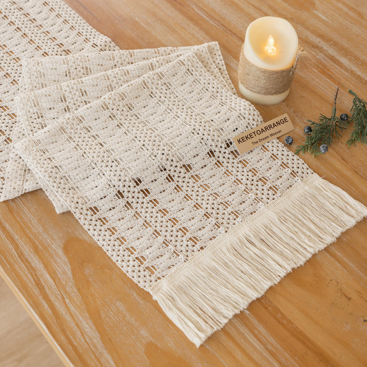 Fall Thanksgiving Boho Macrame Table Runner 12x72 Inch