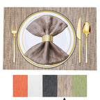 BETEAM Placemats Set of 8, Woven Vinyl Place Mats for Dining Table, Gray
