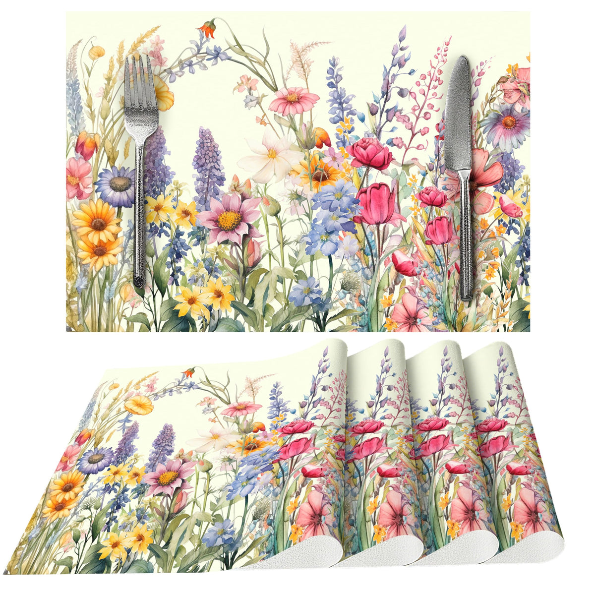 Tropical Palm Tree Placemats Set of 4 Washable Table Place Mats for Dining Kitchen Party Decor