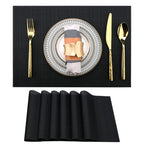 SLKQG Navy Blue Placemats Set of 8 - Easy Clean Washable Vinyl Placemats - Wipeable Heat Resistant Table Mats for Dining Table - 17x12 Inch (Navy Blue, 8)