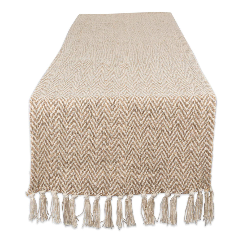 DII Woven Basic Tabletop Collection Chevron Table Runner, 15x72, Off-White