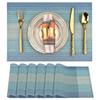 SLKQG Navy Blue Placemats Set of 8 - Easy Clean Washable Vinyl Placemats - Wipeable Heat Resistant Table Mats for Dining Table - 17x12 Inch (Navy Blue, 8)