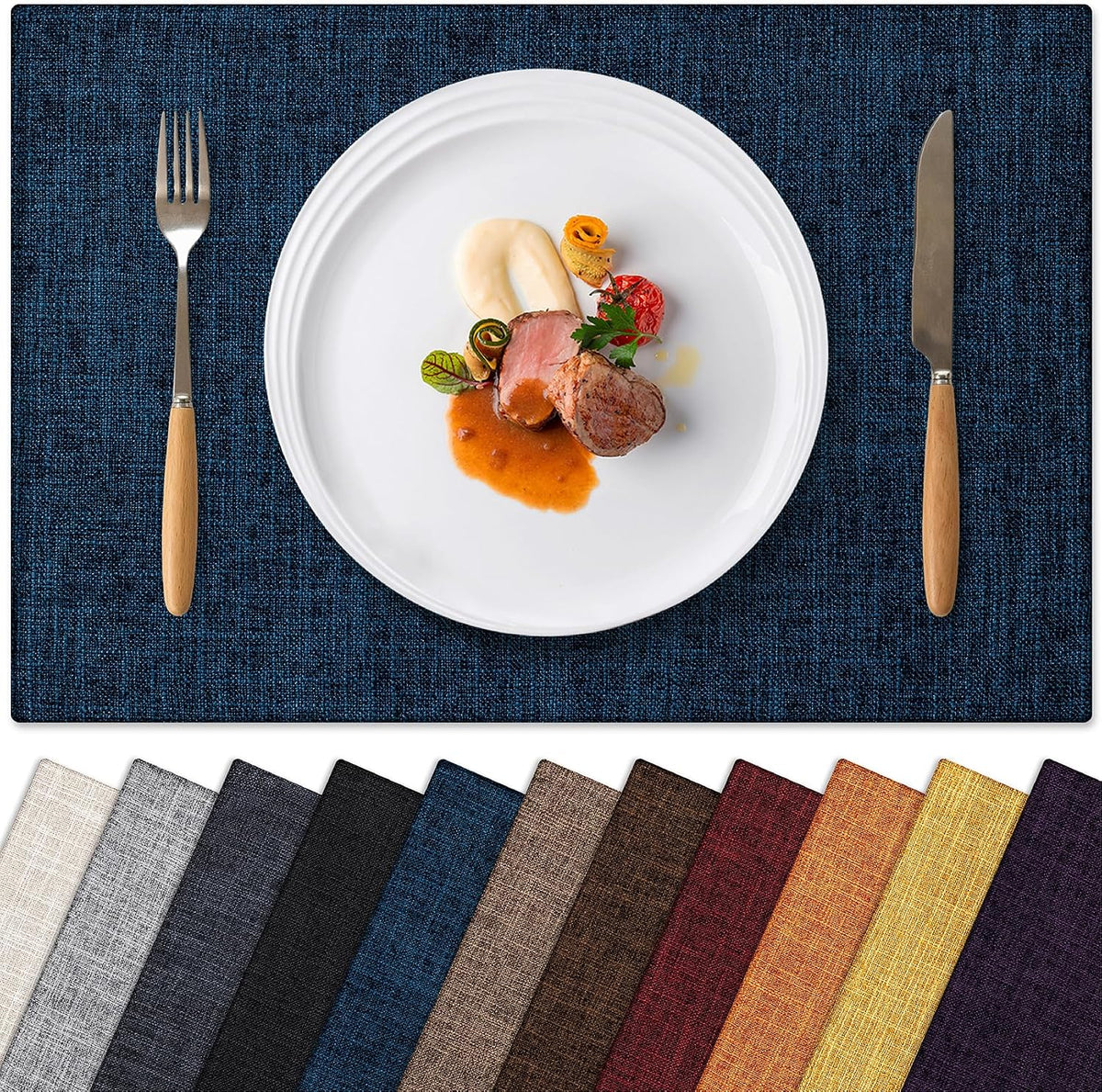 Placemats Set of 4 Machine Washable Cloth Table Mats, 12x18 Inch