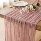 FEXIA Beige Cheesecloth Table Runner Gauze Rustic Boho Party Decoration