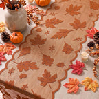 Artoid Mode Lace Jacquard Maple Leaf Fall Table Runner 13x72 Inch