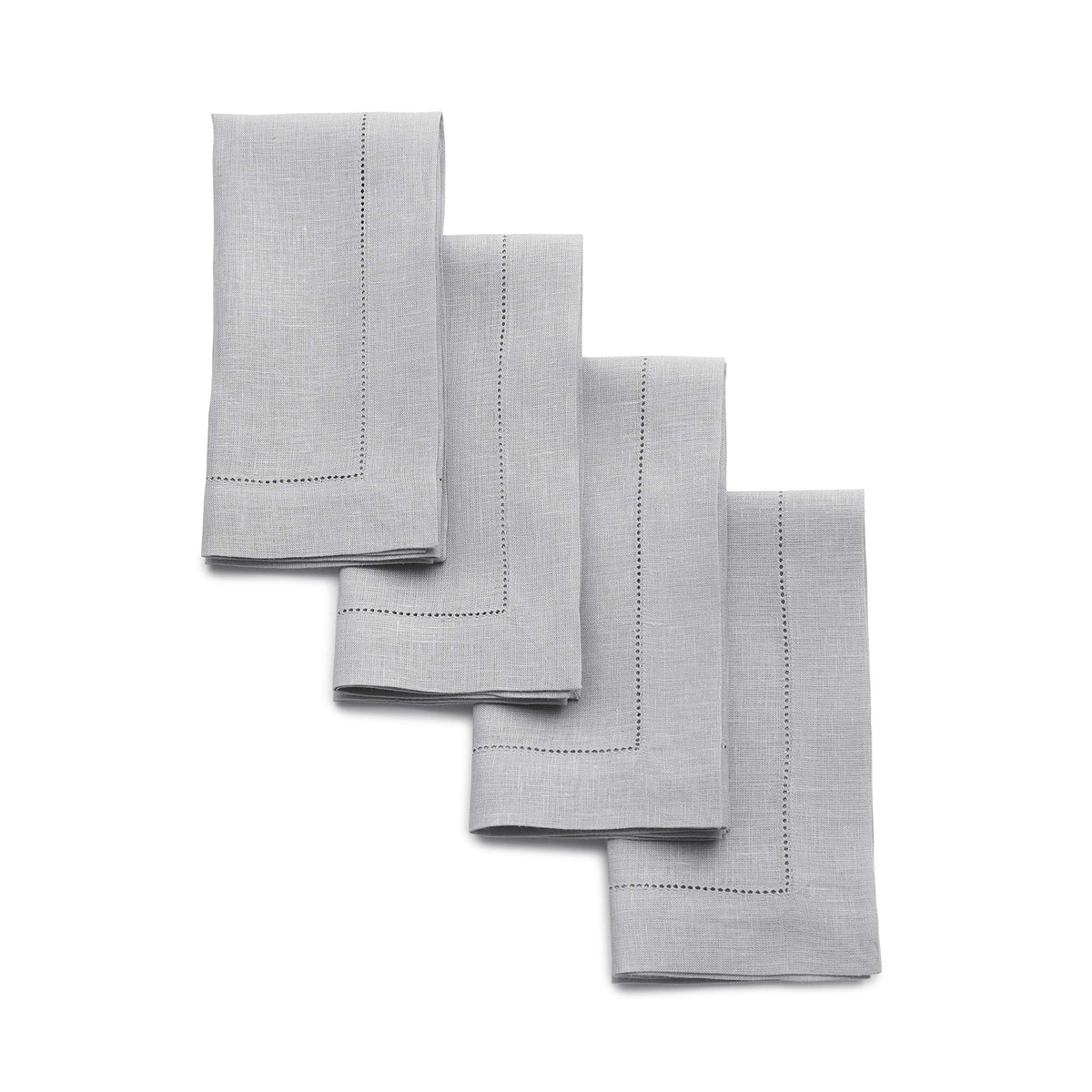 Solino Home 100% Pure Linen Placemats Green Hemstitch, 14 x 19 in, Set of 4