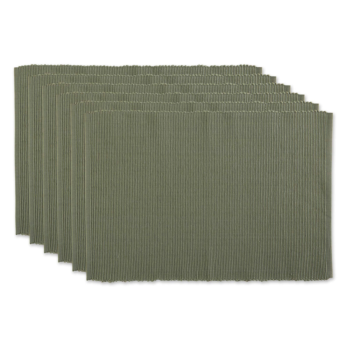 DII Basic Everyday Ribbed Tabletop 100% Cotton, Placemat Set, 13x19, Dark Brown, 6 Piece