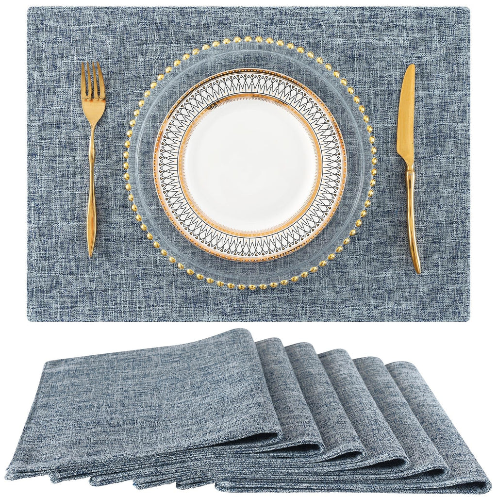 homing Faux Cotton Linen Placemats Set of 6, Cloth Dining Table Mats