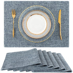 homing Faux Cotton Linen Placemats Set of 6, Cloth Dining Table Mats