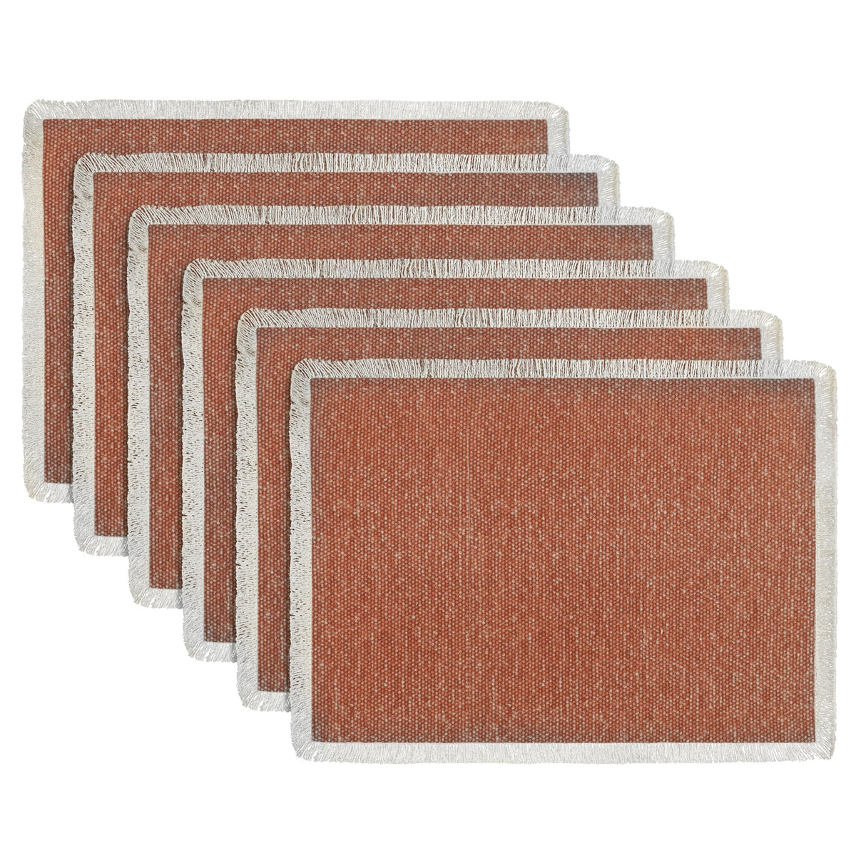 Hausattire Cotton Frayed Placemats Set of 4 Dining Table 14x14 Inch | Rustic Vintage Boho Washable Easter Placemat for Outdoor Parties BBQ's Wedding, Holiday, Special Occasions, Nubby Cotton - Brown