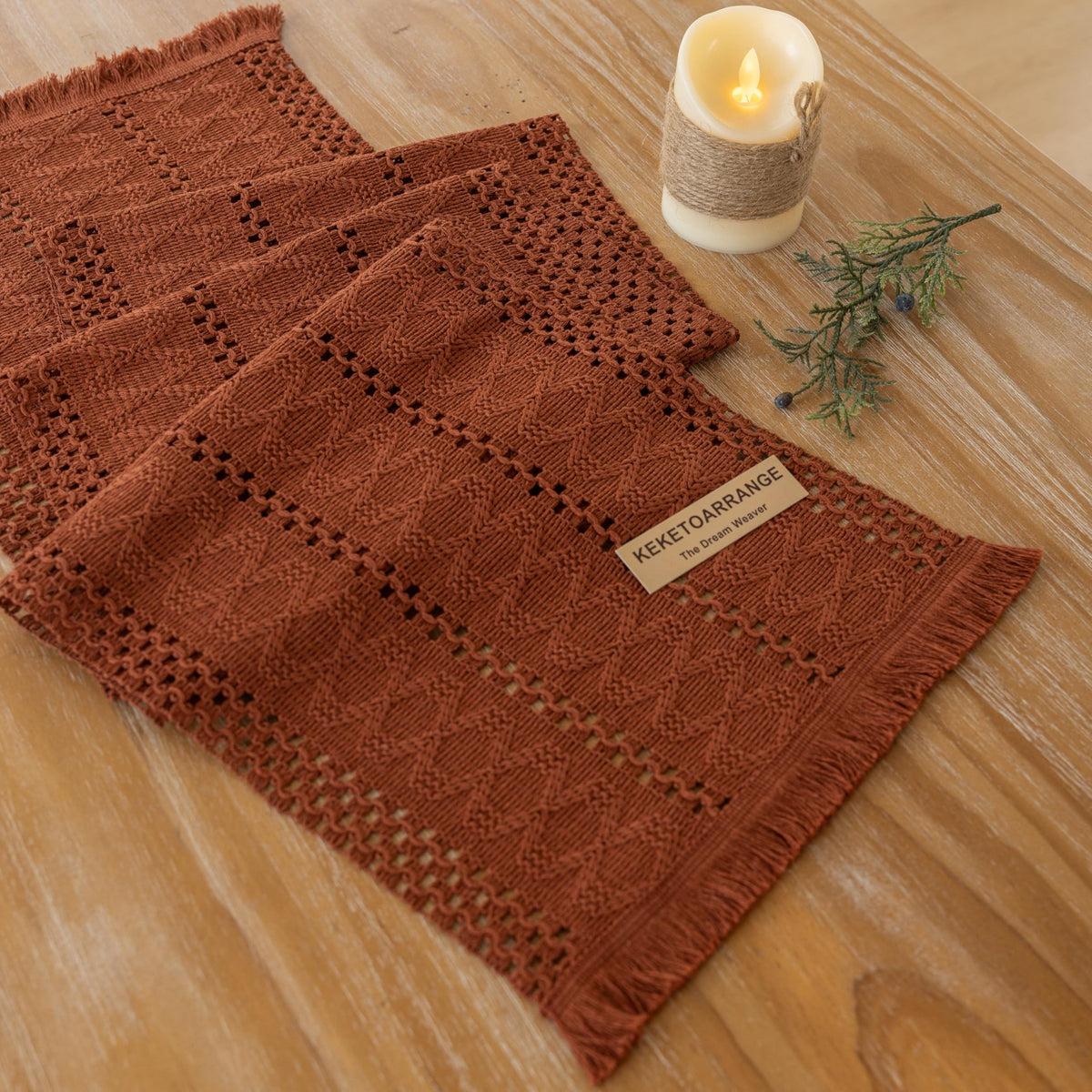 Keketoarrange Boho Macrame Table Runner 12x72 Inch