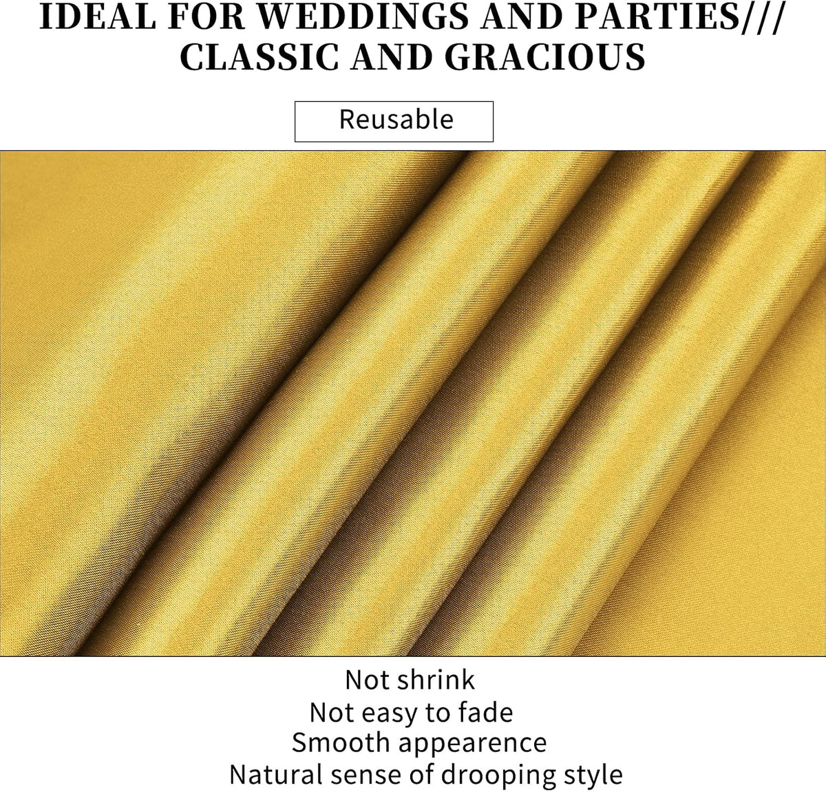 10-Pack Gold 12 x 108 inches Long Premium Satin Table Runner