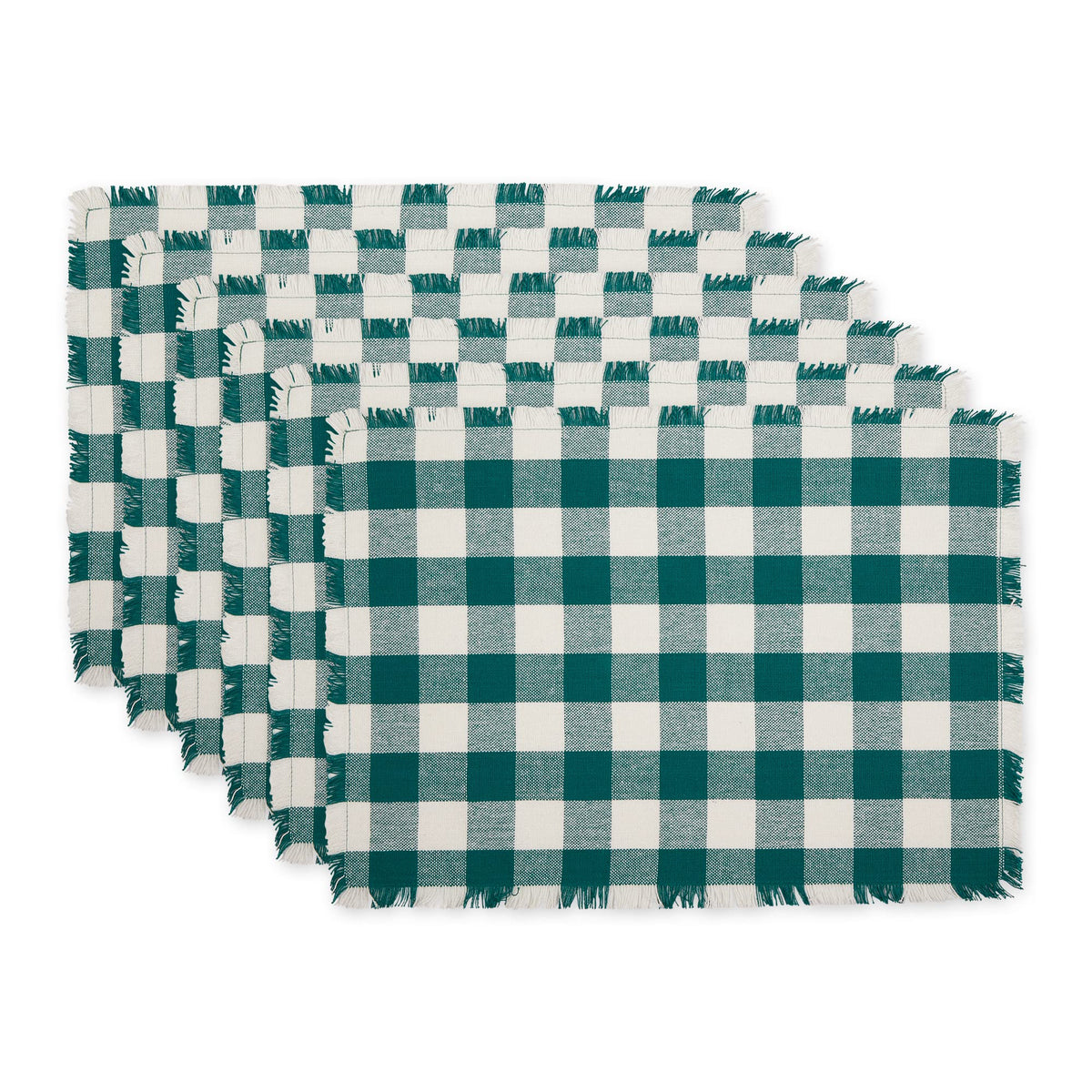 DII Fringed Check Tabletop, Table Runner, 14x72, Stone Brown