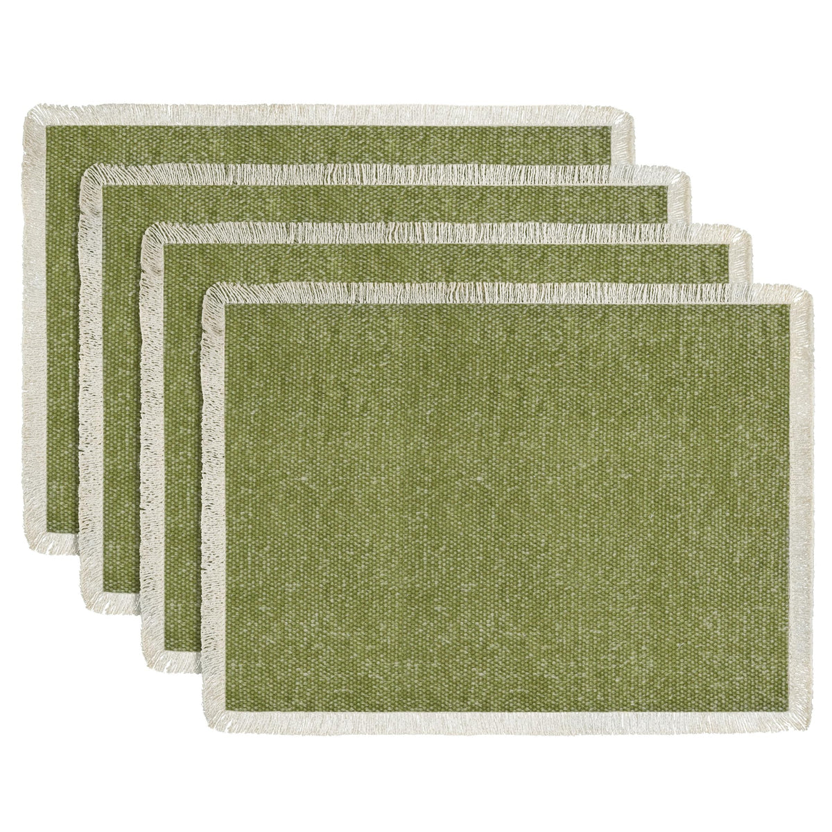 Hausattire Cotton Frayed Placemats Set of 4 Dining Table 14x14 Inch | Rustic Vintage Boho Washable Easter Placemat for Outdoor Parties BBQ's Wedding, Holiday, Special Occasions, Nubby Cotton - Brown