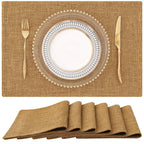 homing Faux Cotton Linen Placemats Set of 6, Cloth Dining Table Mats