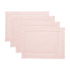 Solino Home 100% Pure Linen Placemats Green Hemstitch, 14 x 19 in, Set of 4