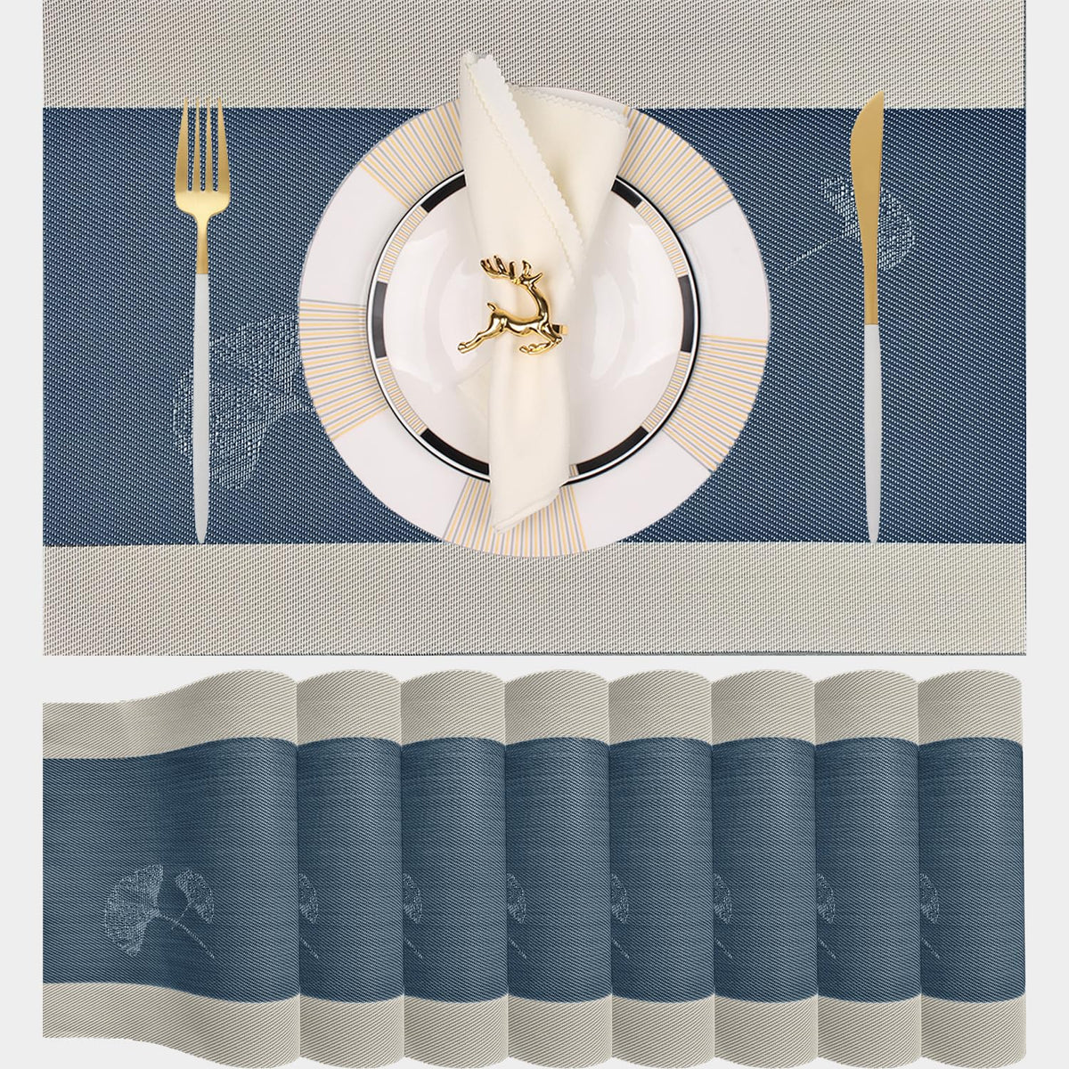 PIGCHCY Placemats,Durable Placemats for Dining Table,Washable Woven Vinyl Kitchen Placemats Set of 4 (Brown)