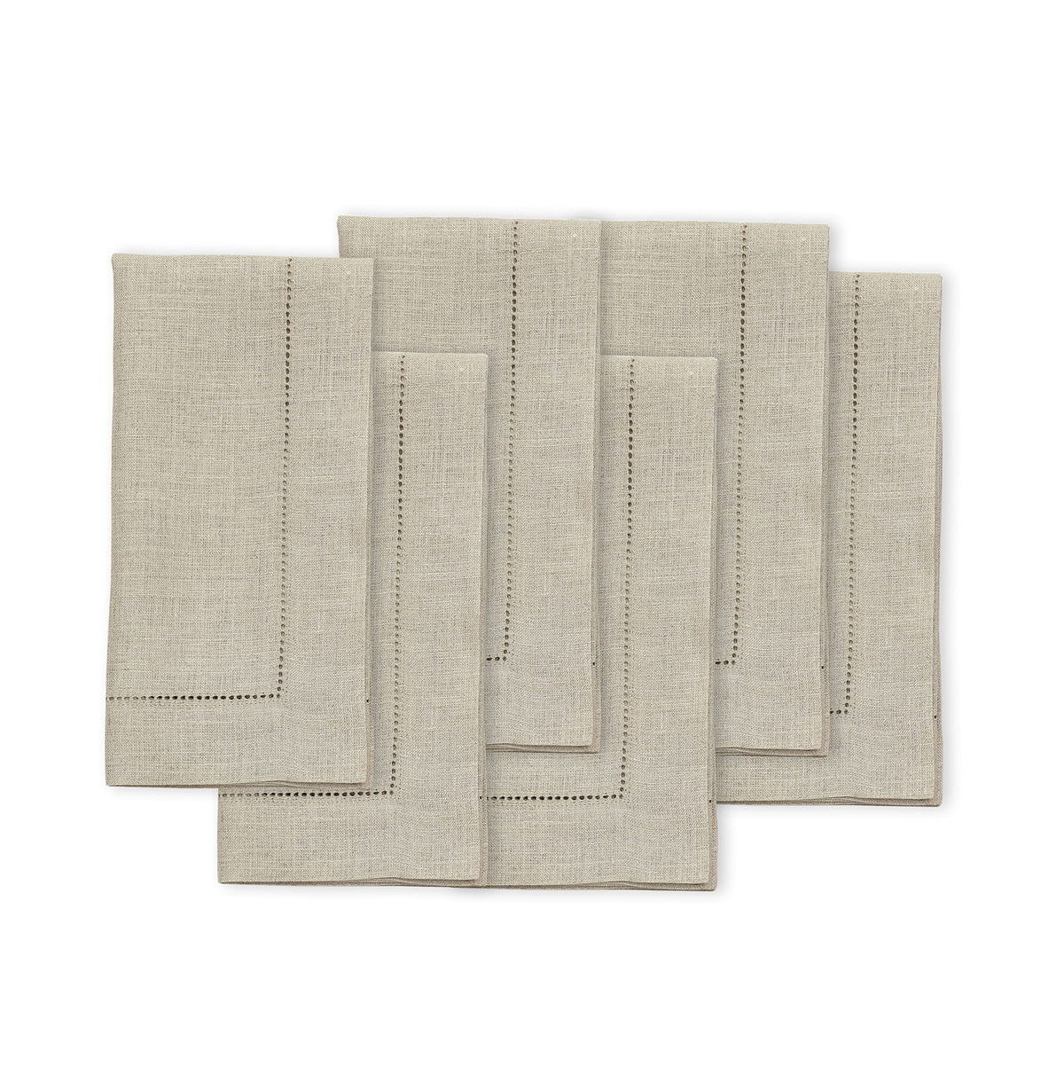 Solino Home 100% Pure Linen Placemats Green Hemstitch, 14 x 19 in, Set of 4