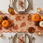 Artoid Mode Lace Jacquard Maple Leaf Fall Table Runner 13x72 Inch