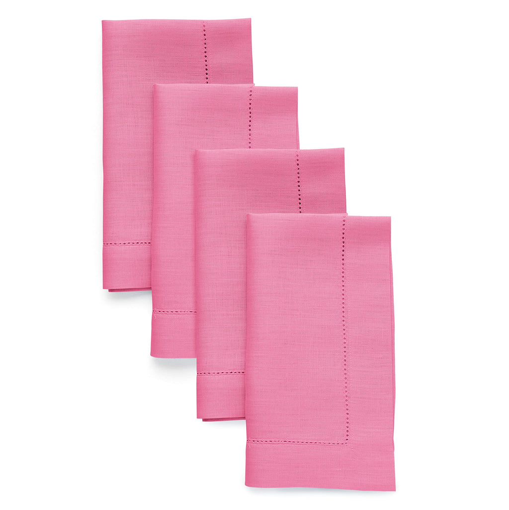 Solino Home 100% Pure Linen Placemats Green Hemstitch, 14 x 19 in, Set of 4