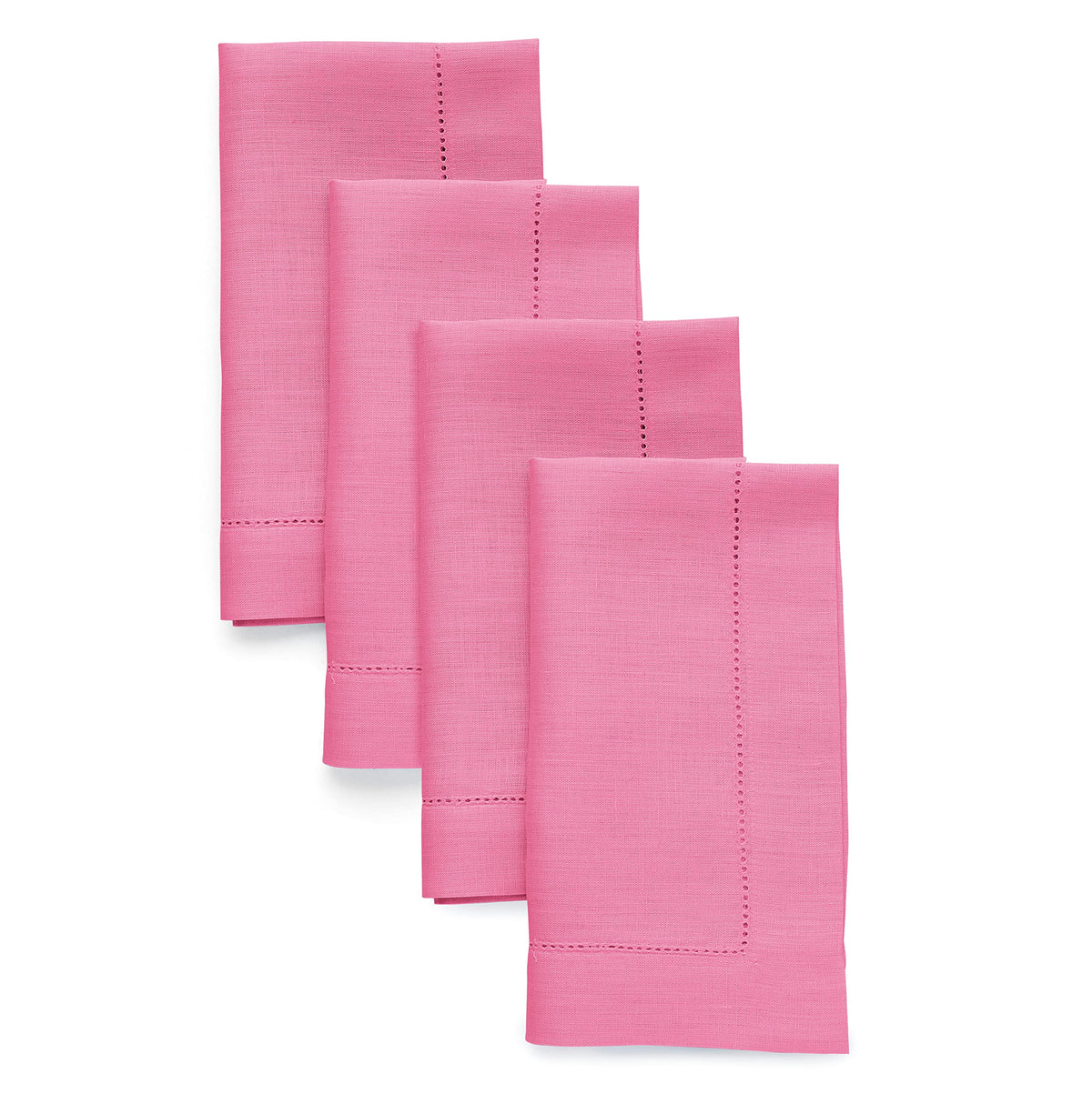 Solino Home 100% Pure Linen Placemats Green Hemstitch, 14 x 19 in, Set of 4