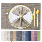 BETEAM Placemats Set of 8, Woven Vinyl Place Mats for Dining Table, Gray