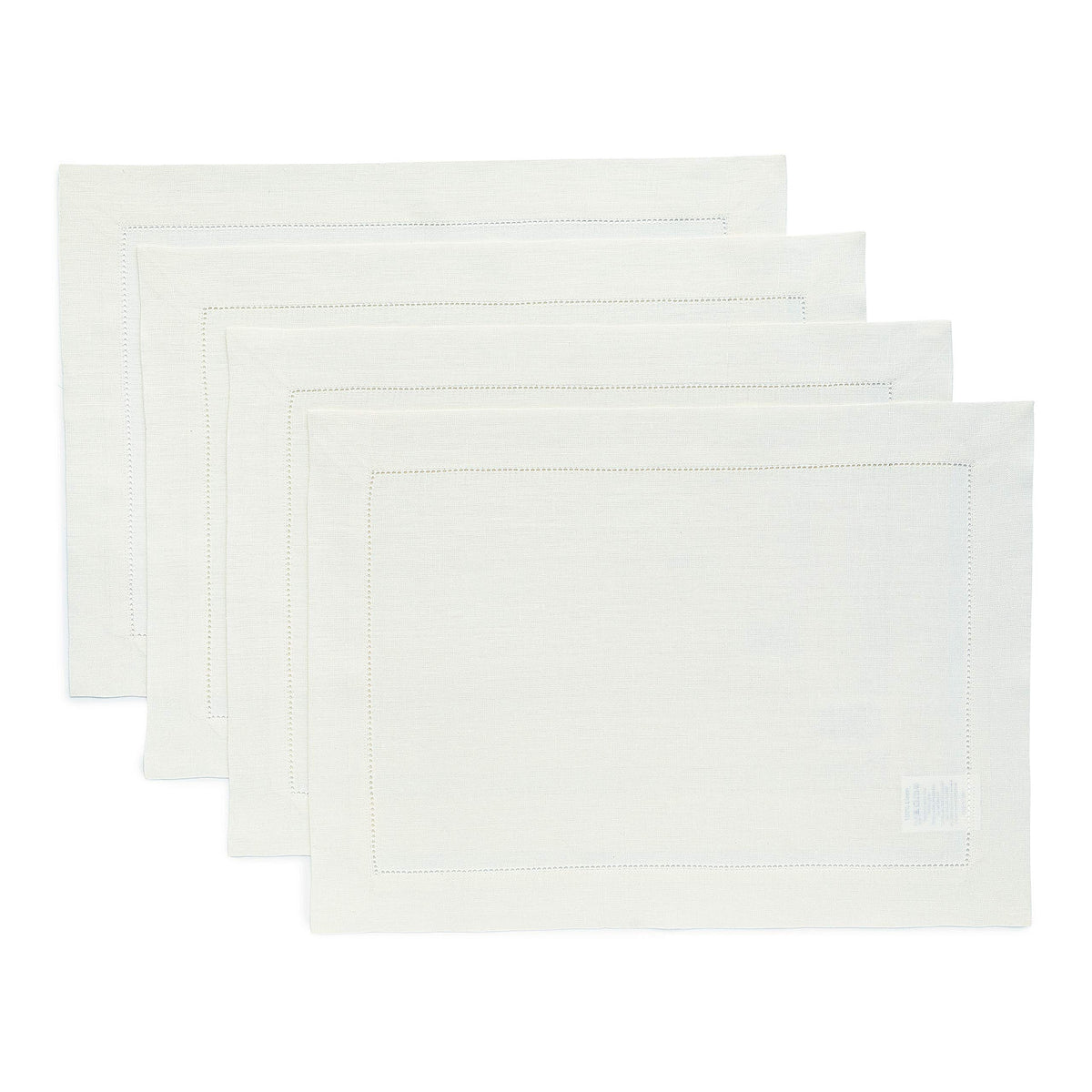 Solino Home 100% Pure Linen Placemats Green Hemstitch, 14 x 19 in, Set of 4