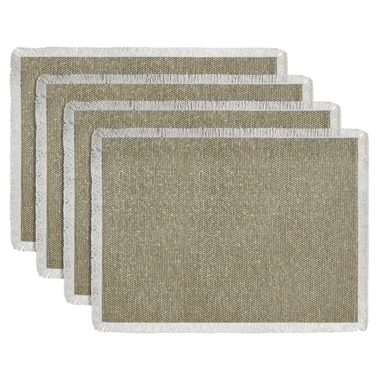 Hausattire Cotton Frayed Placemats Set of 4 Dining Table 14x14 Inch | Rustic Vintage Boho Washable Easter Placemat for Outdoor Parties BBQ's Wedding, Holiday, Special Occasions, Nubby Cotton - Brown
