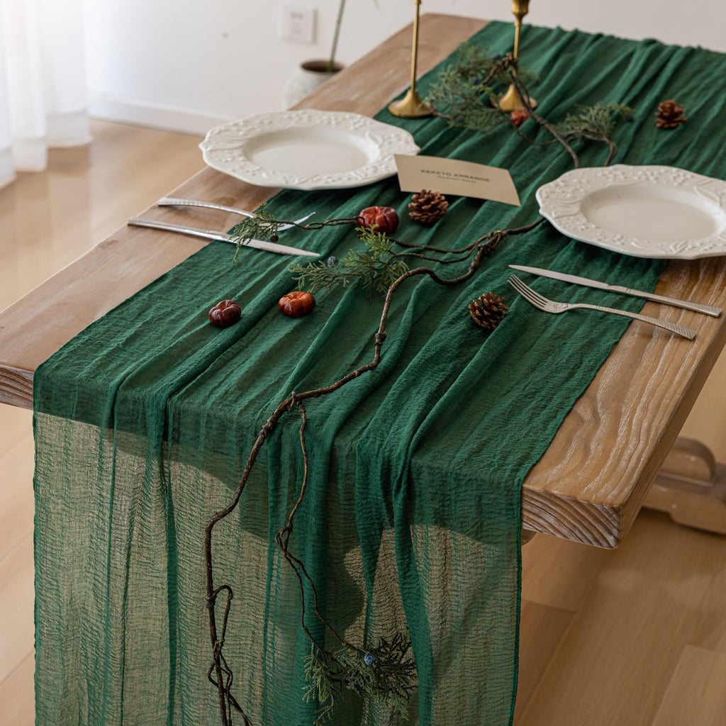 Sage Green Cheesecloth Table Runner 120 Inches Fall Party Home Decorations